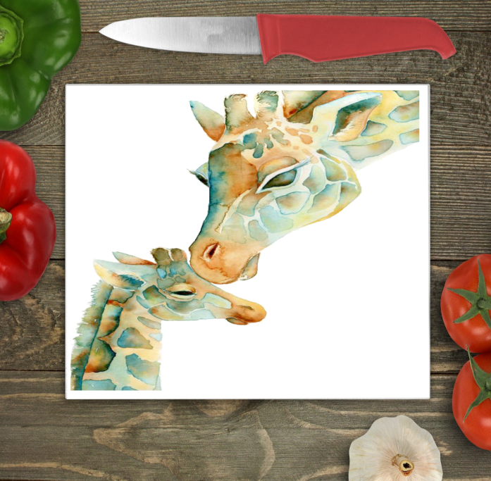 Giraffe Glass Large Glass Chopping Board